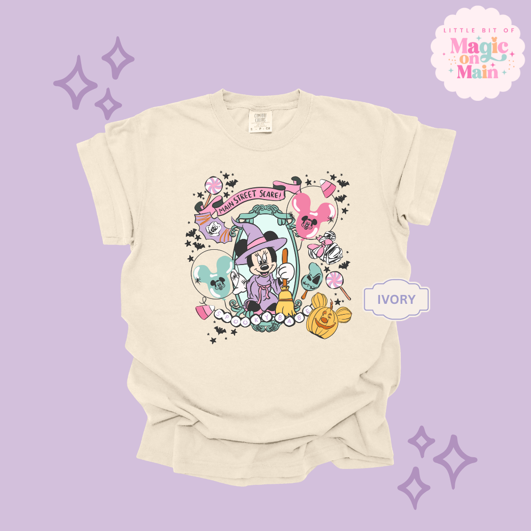 PRINTED NEON HALLOWEEN MINNIE - ADULT T-SHIRT