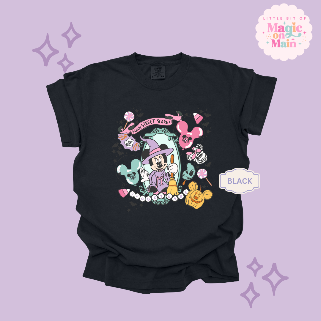 PRINTED NEON HALLOWEEN MINNIE - ADULT T-SHIRT