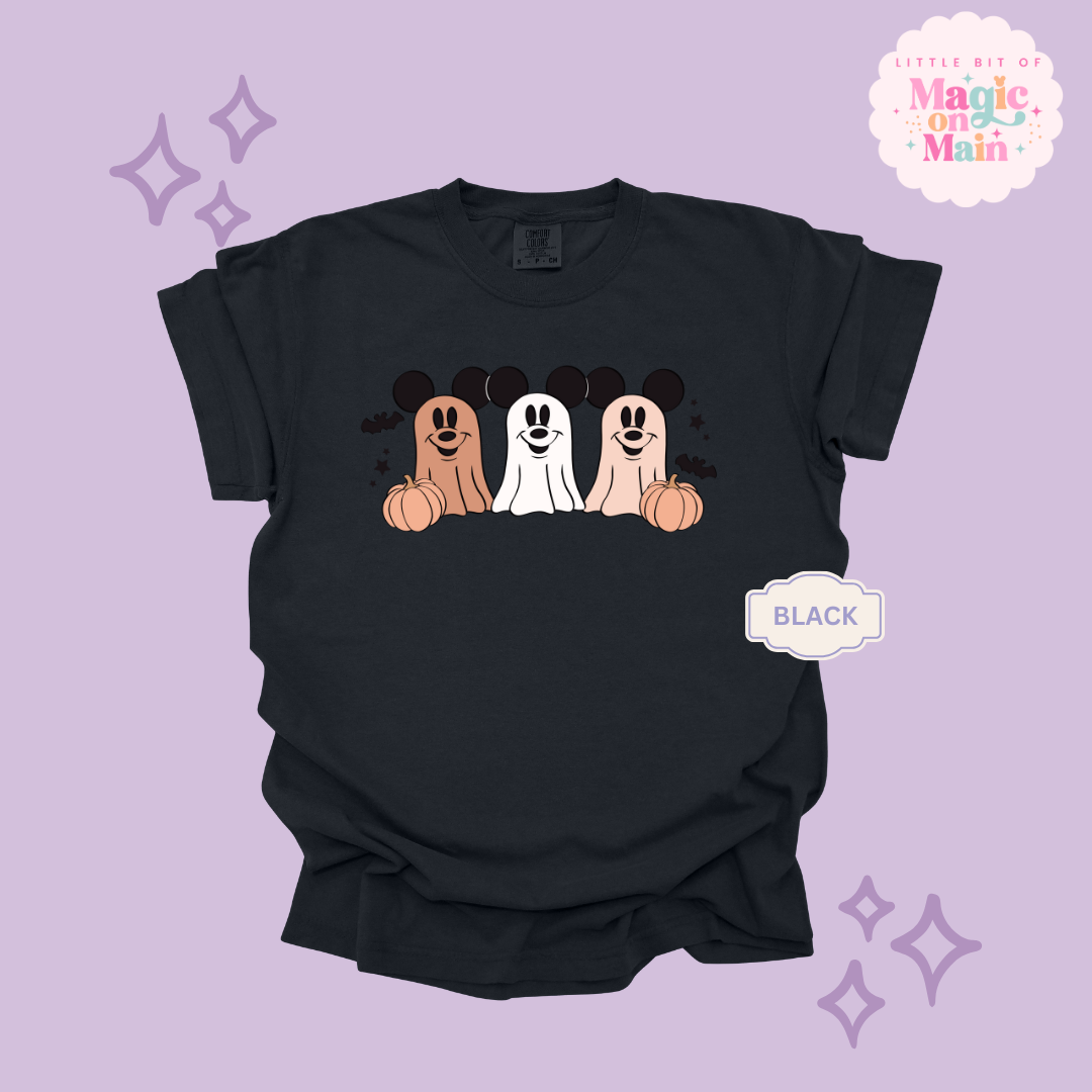 PRINTED 3 MICKEY GHOSTS  - ADULT T-SHIRT