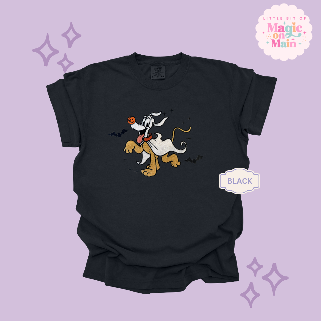 EMBROIDERED GHOST PLUTO - ADULT T-SHIRT
