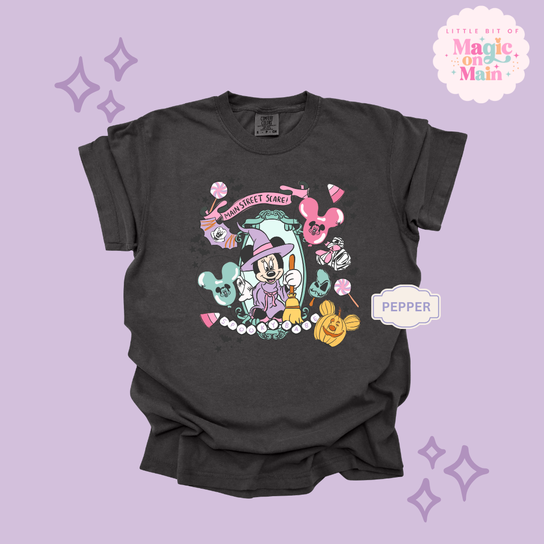 PRINTED NEON HALLOWEEN MINNIE - ADULT T-SHIRT