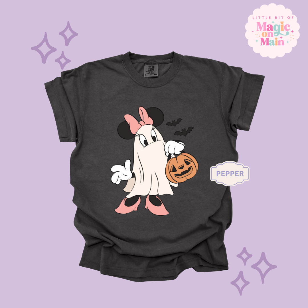 PRINTED GHOST MINNIE - ADULT T-SHIRT
