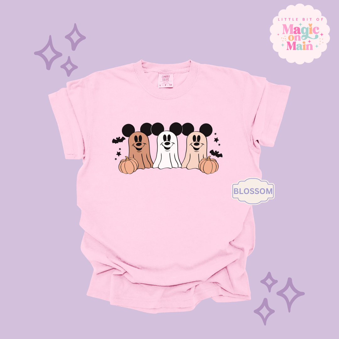 PRINTED 3 MICKEY GHOSTS  - ADULT T-SHIRT
