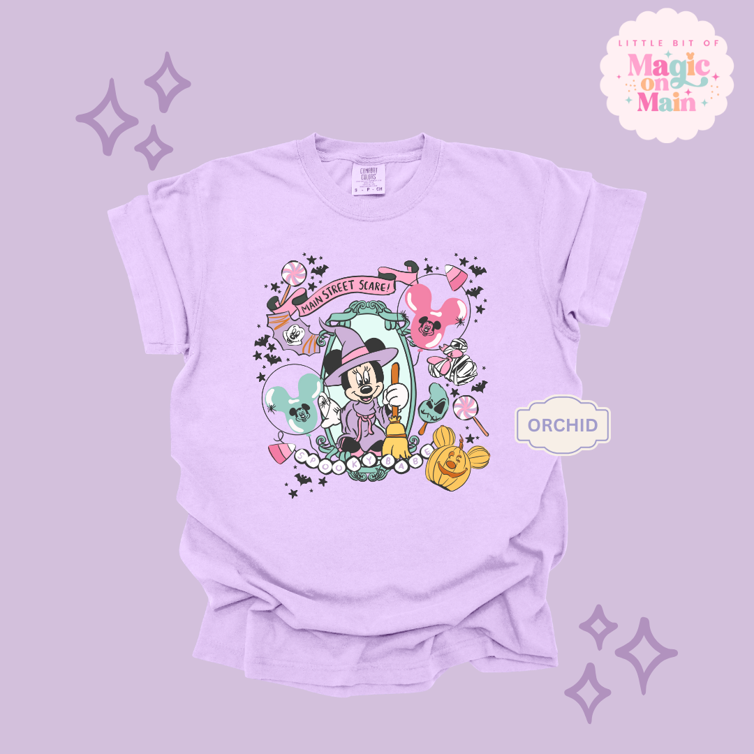 PRINTED NEON HALLOWEEN MINNIE - ADULT T-SHIRT