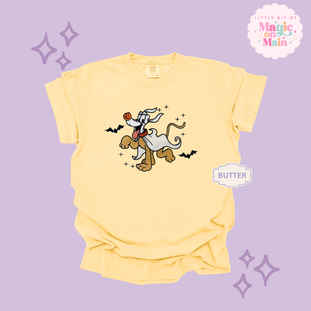EMBROIDERED GHOST PLUTO - ADULT T-SHIRT