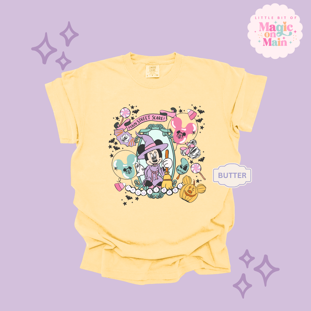 PRINTED NEON HALLOWEEN MINNIE - ADULT T-SHIRT