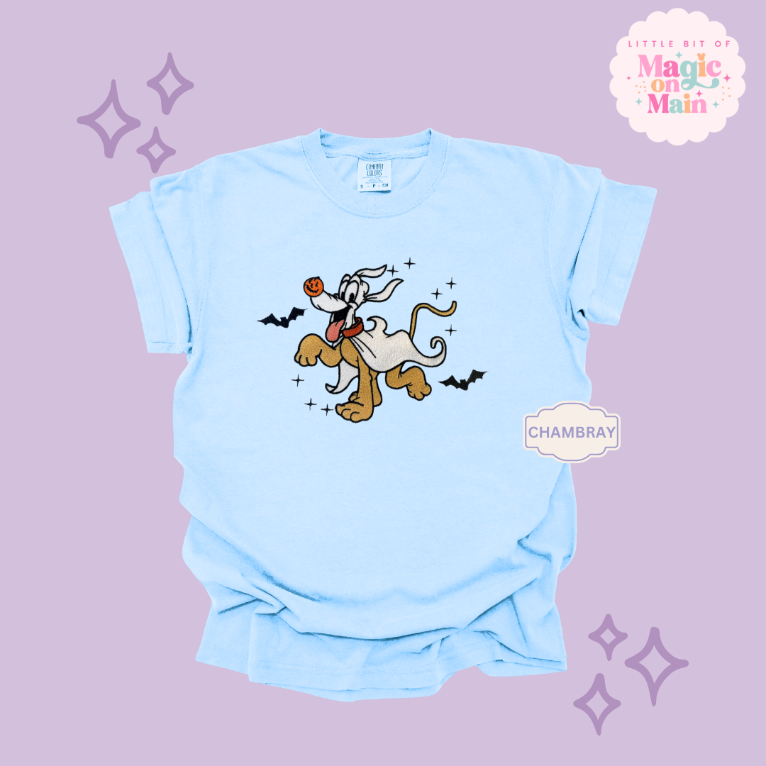EMBROIDERED GHOST PLUTO - ADULT T-SHIRT
