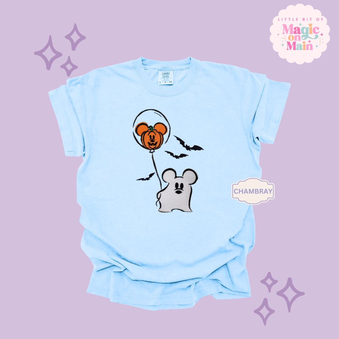 EMBROIDERED CLASSIC MICKEY GHOIST - ADULT T-SHIRT