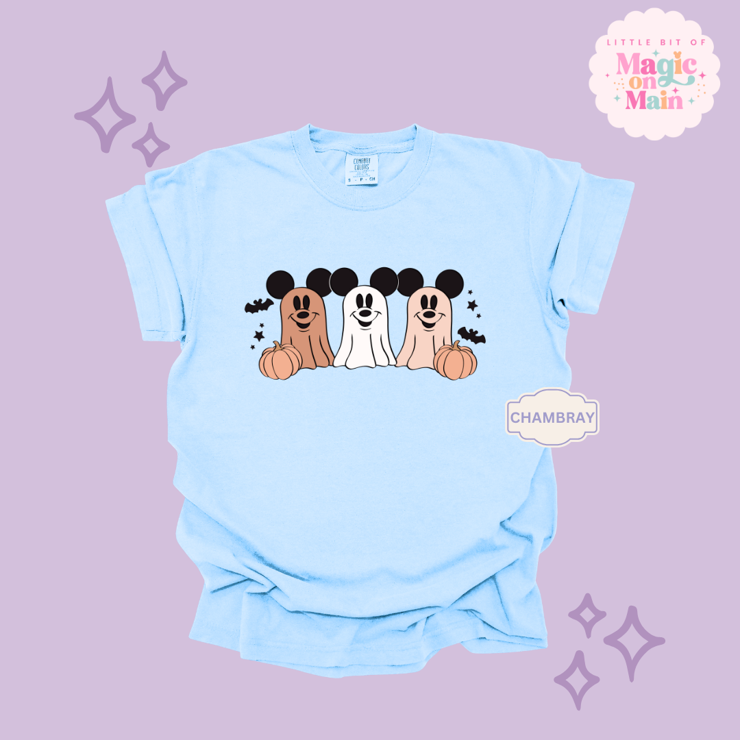PRINTED 3 MICKEY GHOSTS  - ADULT T-SHIRT