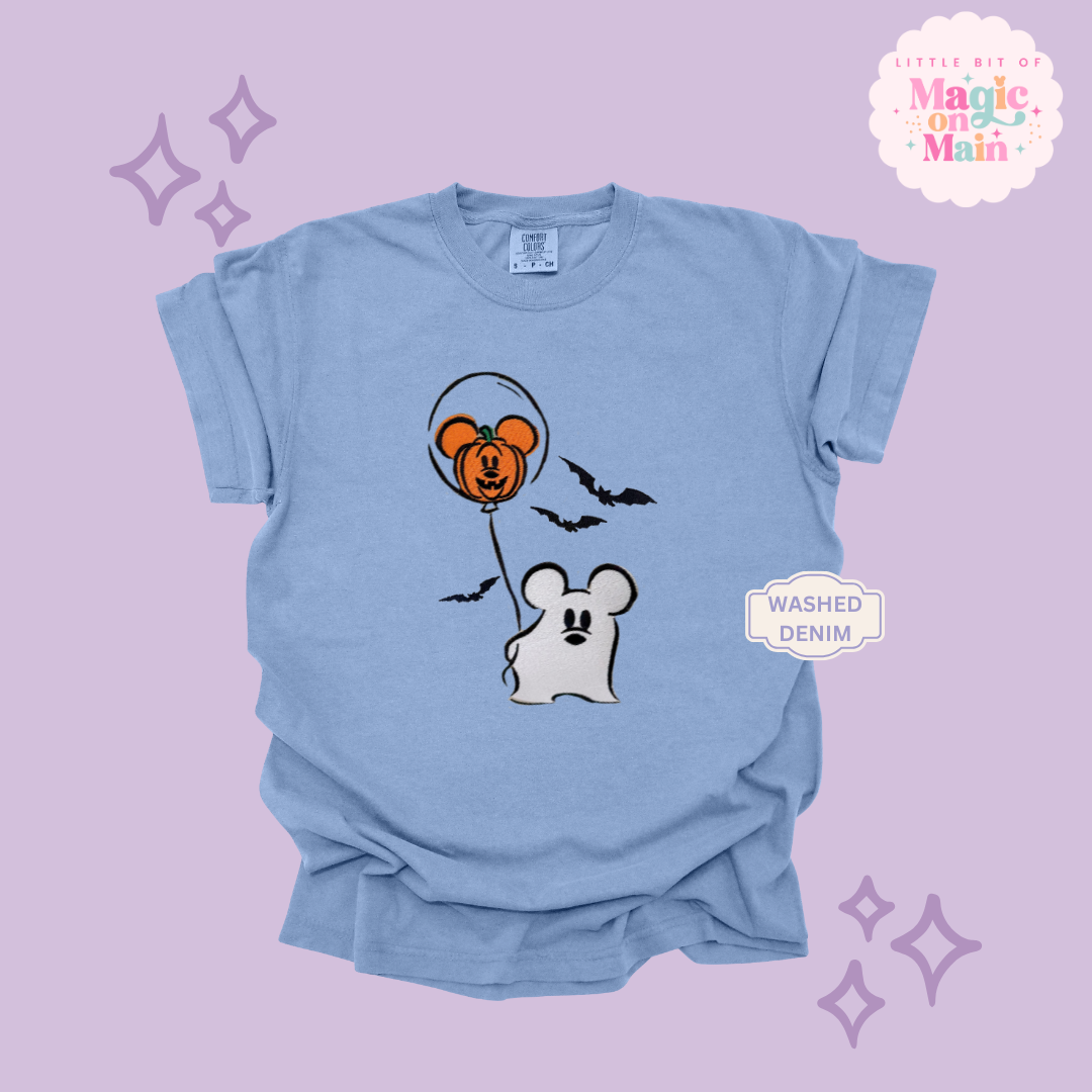 EMBROIDERED CLASSIC MICKEY GHOIST - ADULT T-SHIRT