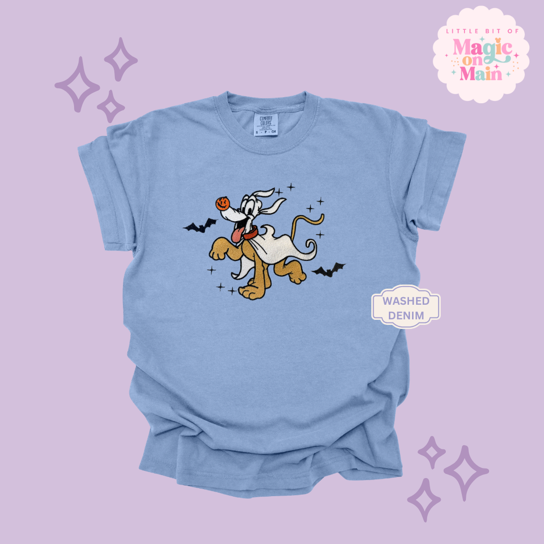 EMBROIDERED GHOST PLUTO - ADULT T-SHIRT