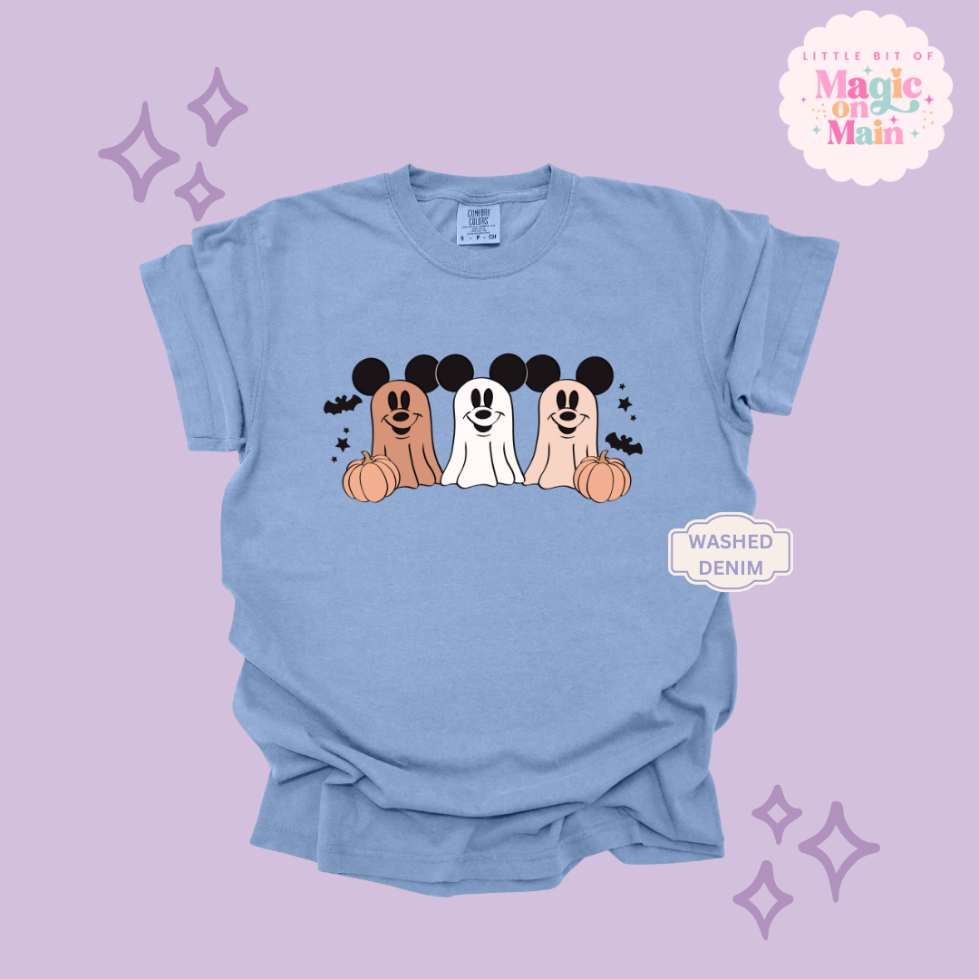 PRINTED 3 MICKEY GHOSTS  - ADULT T-SHIRT