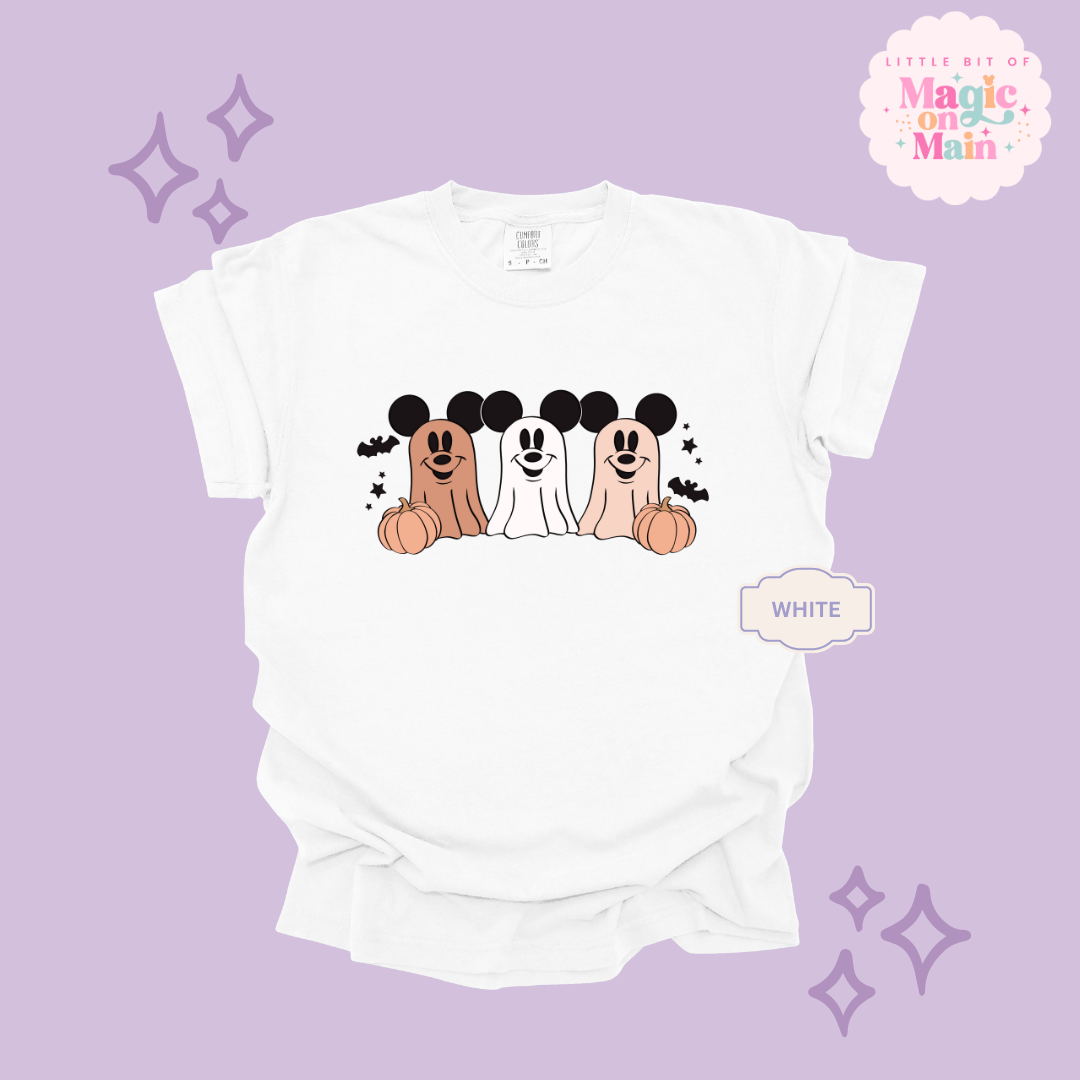 PRINTED 3 MICKEY GHOSTS  - ADULT T-SHIRT
