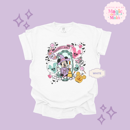 PRINTED NEON HALLOWEEN MINNIE - ADULT T-SHIRT