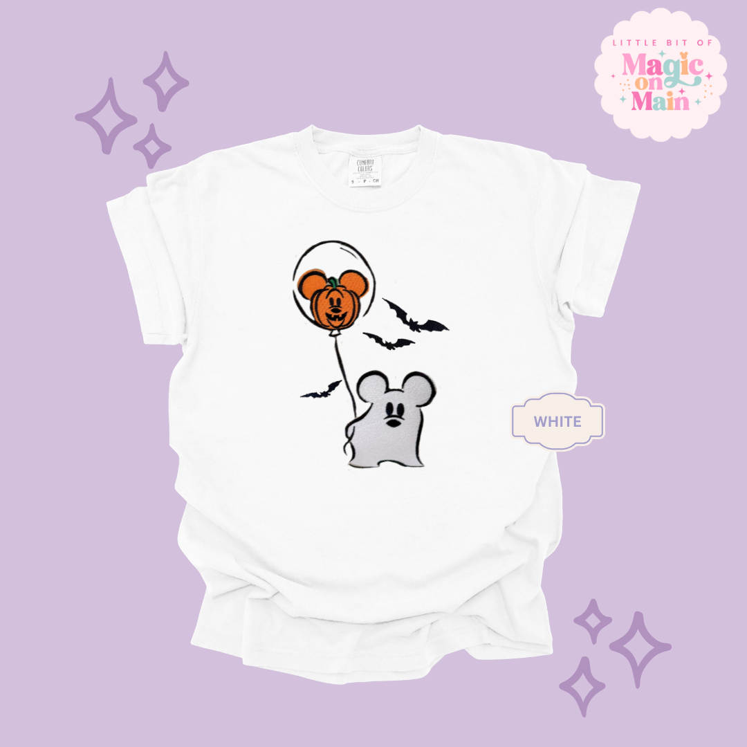 EMBROIDERED CLASSIC MICKEY GHOIST - ADULT T-SHIRT