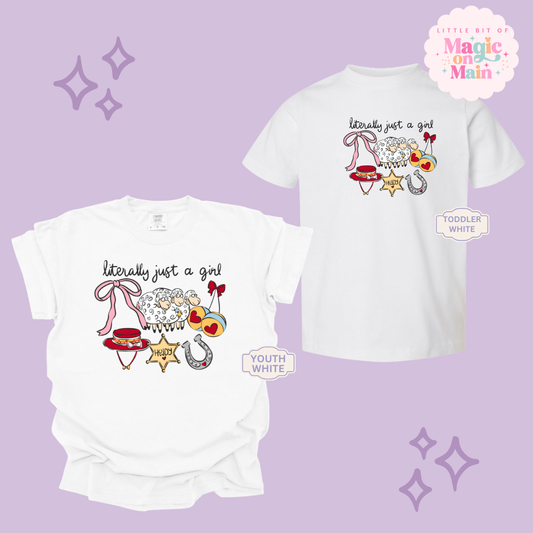 PRINTED LITERALLY JUST A GIRL - YOUTH/TODDLER 10001