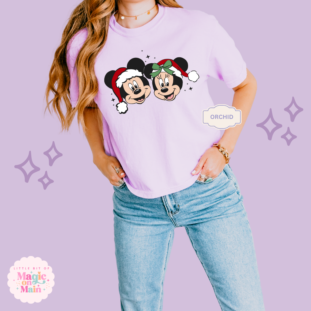 PRINTED MICKEY & MINNIE CHRISTMAS - WOMENS BOXY T-SHIRT