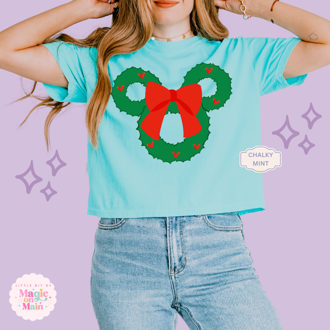 PRINTED MICKEY WREATH - EXCLUSIVE TO MoM - WOMENS BOXY T-SHIRT