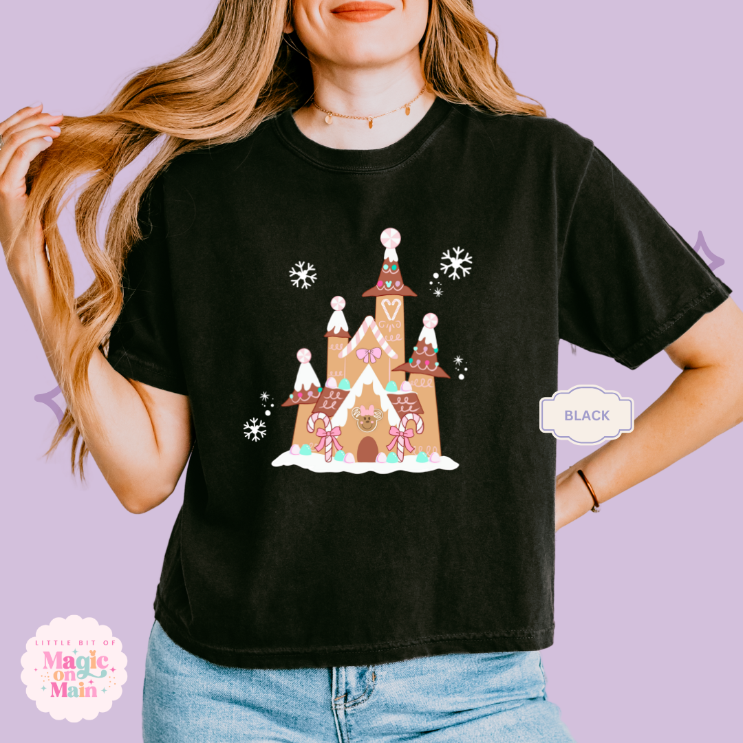PRINTED GINGERBREAD CASTLE - EXCLUSIVE TO MoM - WOMENS BOXY T-SHIRT