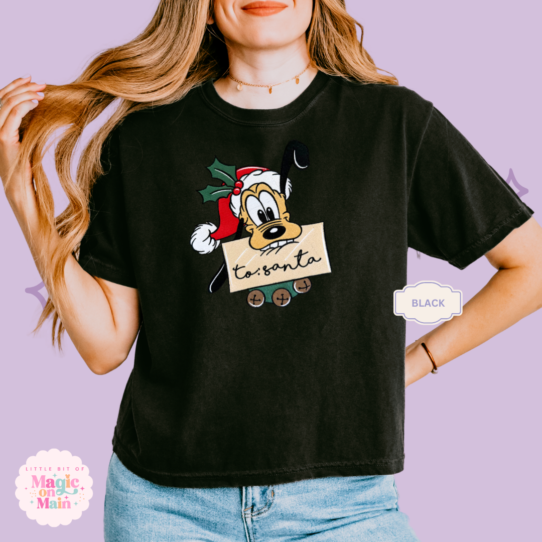 EMBROIDERED PLUTO CHRISTMAS - WOMENS BOXY T-SHIRT