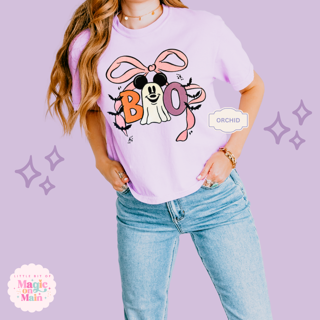 EMBROIDERED BOO (no text)  - WOMENS BOXY T-SHIRT