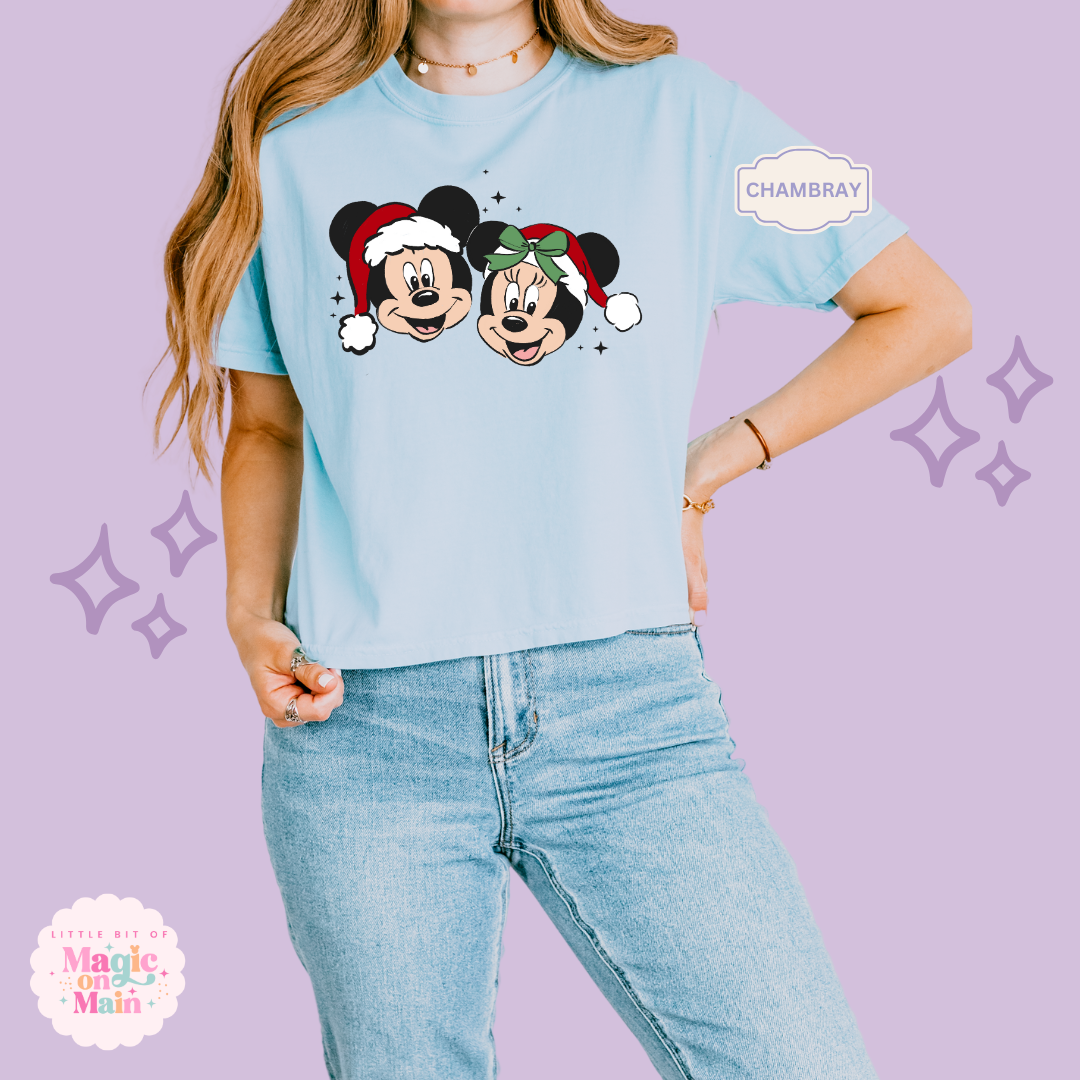 PRINTED MICKEY & MINNIE CHRISTMAS - WOMENS BOXY T-SHIRT