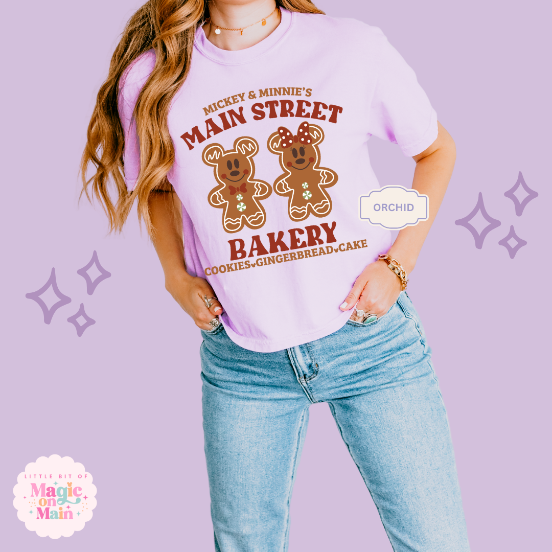 PRINTED MAIN STREET BAKERY RED - WOMENS BOXY T-SHIRT
