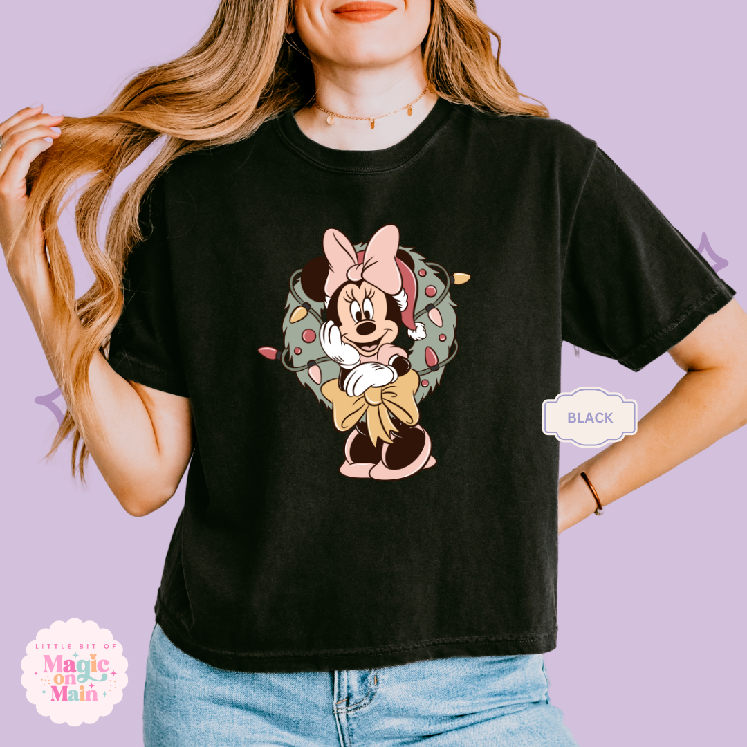 PRINTED MINNIE CHRISTMAS - WOMENS BOXY T-SHIRT