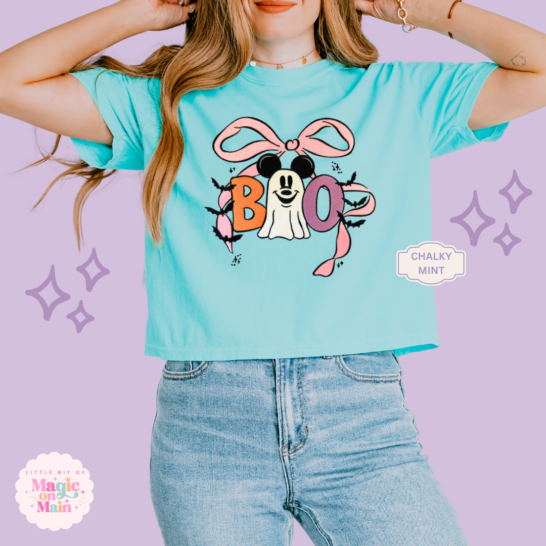 EMBROIDERED BOO (no text)  - WOMENS BOXY T-SHIRT