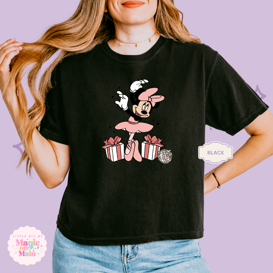 PRINTED MINNIE CHRISTMAS BALLERINA -  WOMENS BOXY T-SHIRT