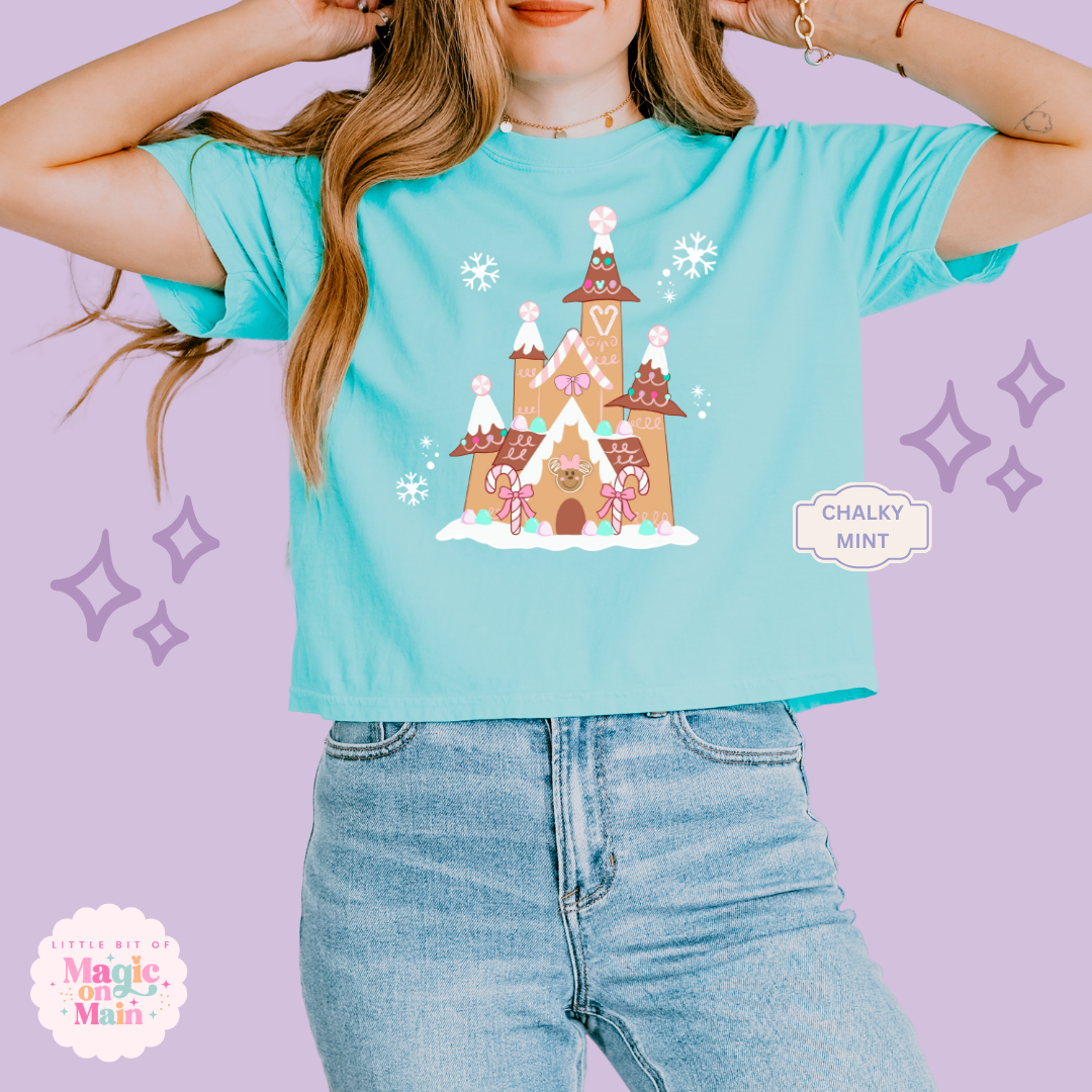 PRINTED GINGERBREAD CASTLE - EXCLUSIVE TO MoM - WOMENS BOXY T-SHIRT