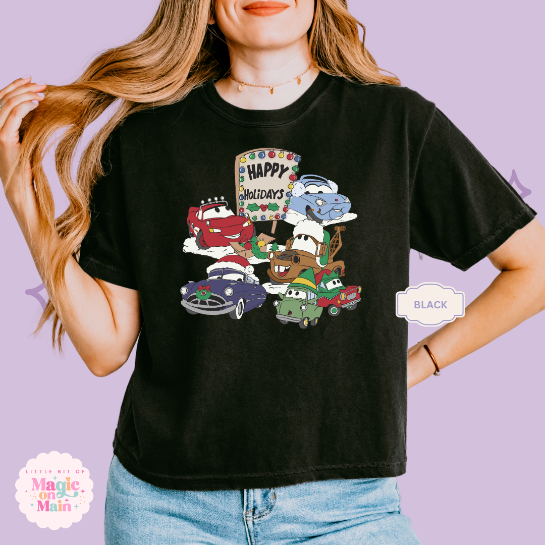 PRINTED CAR CHRISTMAS -  WOMENS BOXY T-SHIRT