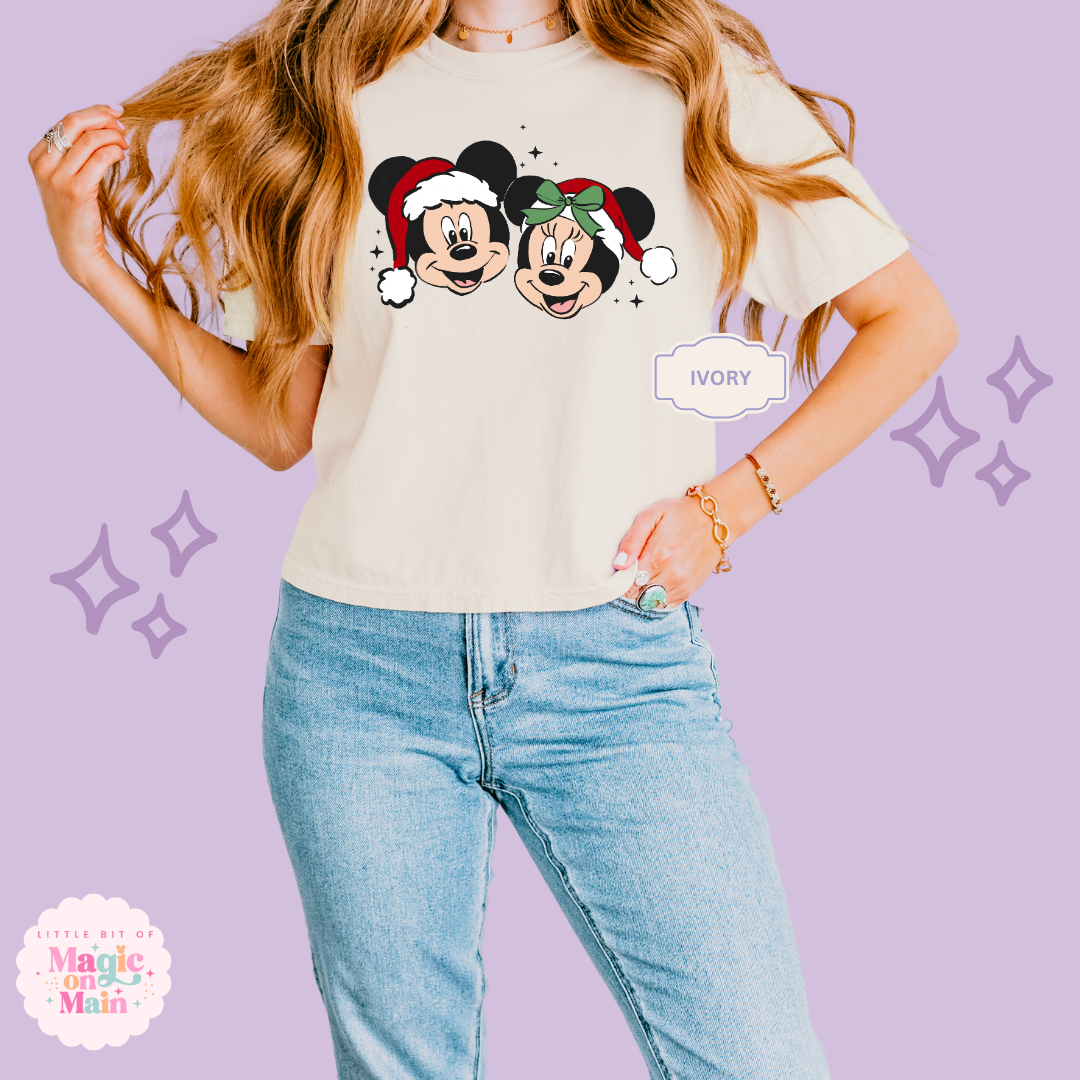 PRINTED MICKEY & MINNIE CHRISTMAS - WOMENS BOXY T-SHIRT
