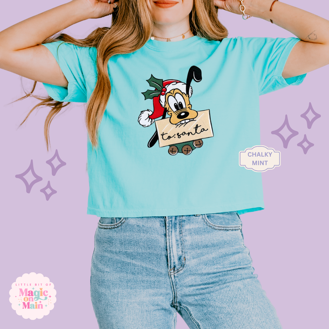 EMBROIDERED PLUTO CHRISTMAS - WOMENS BOXY T-SHIRT