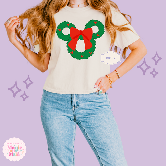 PRINTED MICKEY WREATH - EXCLUSIVE TO MoM - WOMENS BOXY T-SHIRT