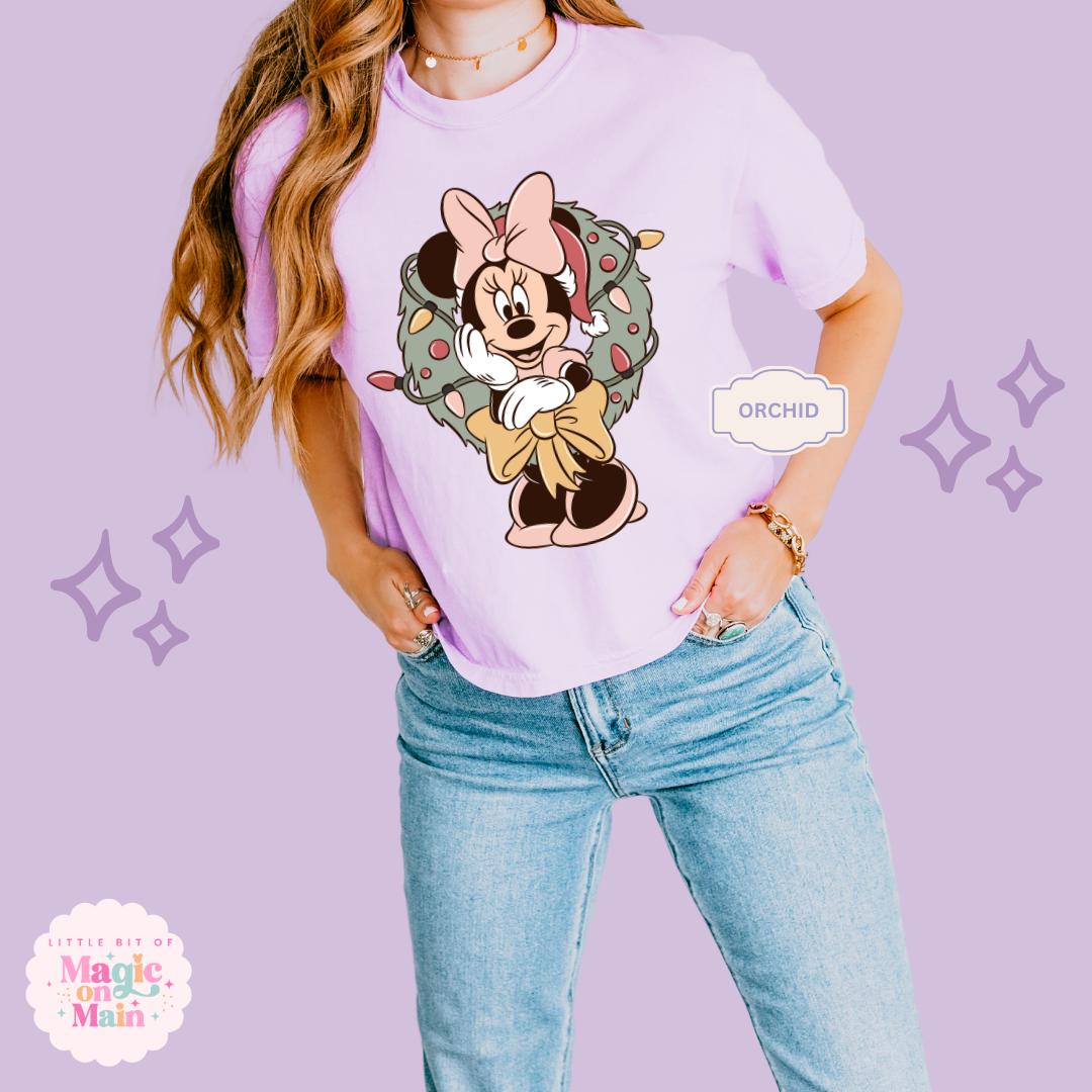 PRINTED MINNIE CHRISTMAS - WOMENS BOXY T-SHIRT