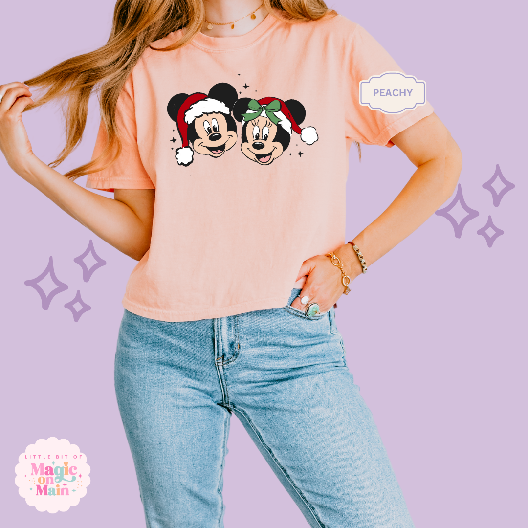 PRINTED MICKEY & MINNIE CHRISTMAS - WOMENS BOXY T-SHIRT