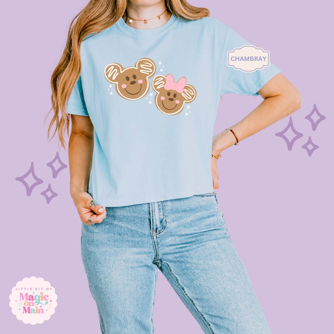 PRINTED GINGERBREAD MICKEY & MINNIE - EXCLUSIVE TO MoM - WOMENS BOXY T-SHIRT