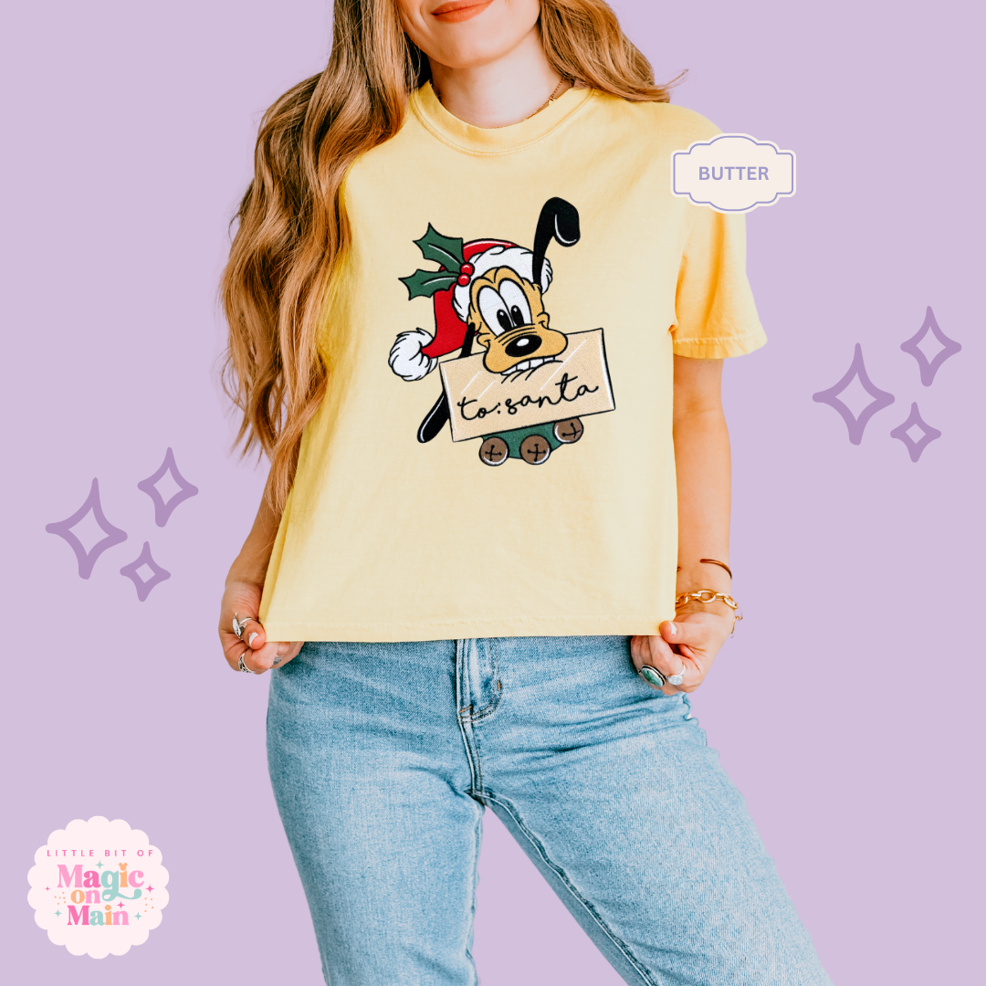 EMBROIDERED PLUTO CHRISTMAS - WOMENS BOXY T-SHIRT