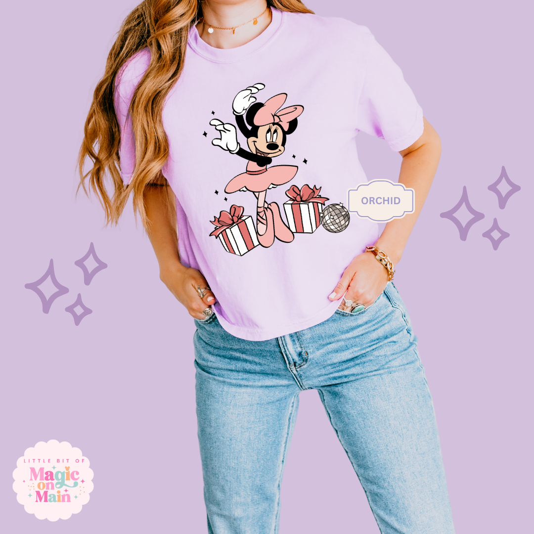 PRINTED MINNIE CHRISTMAS BALLERINA -  WOMENS BOXY T-SHIRT