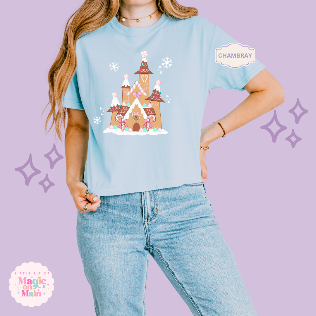 PRINTED GINGERBREAD CASTLE - EXCLUSIVE TO MoM - WOMENS BOXY T-SHIRT