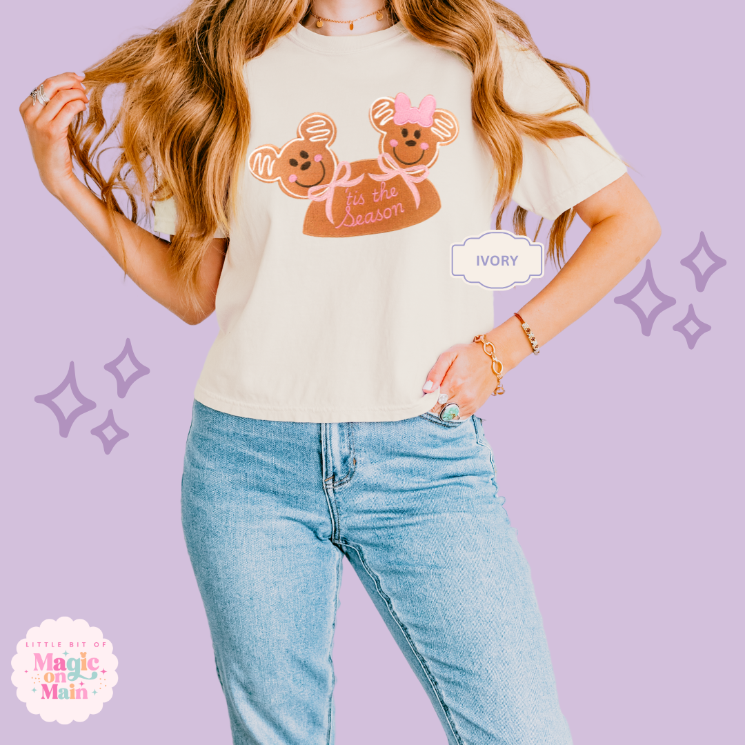 EMBROIDERED MICKEY & MINNIE GINGERBREAD HAT - EXCLUSIVE TO MoM - WOMENS BOXY T-SHIRT