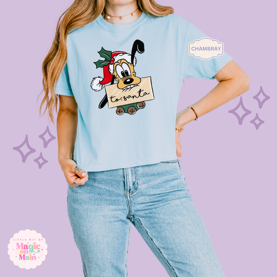 EMBROIDERED PLUTO CHRISTMAS - WOMENS BOXY T-SHIRT