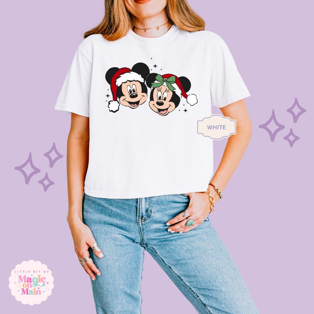 PRINTED MICKEY & MINNIE CHRISTMAS - WOMENS BOXY T-SHIRT