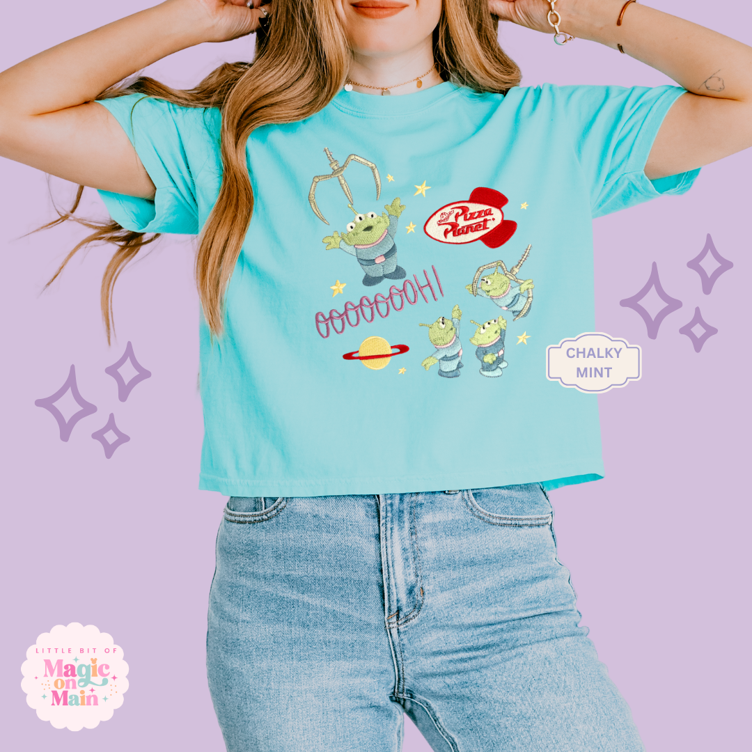 EMBROIDERED ALIENS - EXCLUSIVE TO MoM - WOMENS BOXY T-SHIRT