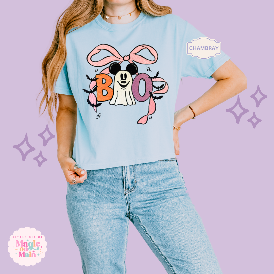 EMBROIDERED BOO (no text)  - WOMENS BOXY T-SHIRT