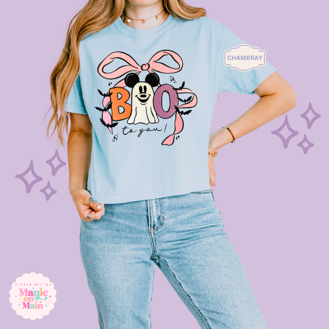 EMBROIDERED BOO TO YOU  - WOMENS BOXY T-SHIRT