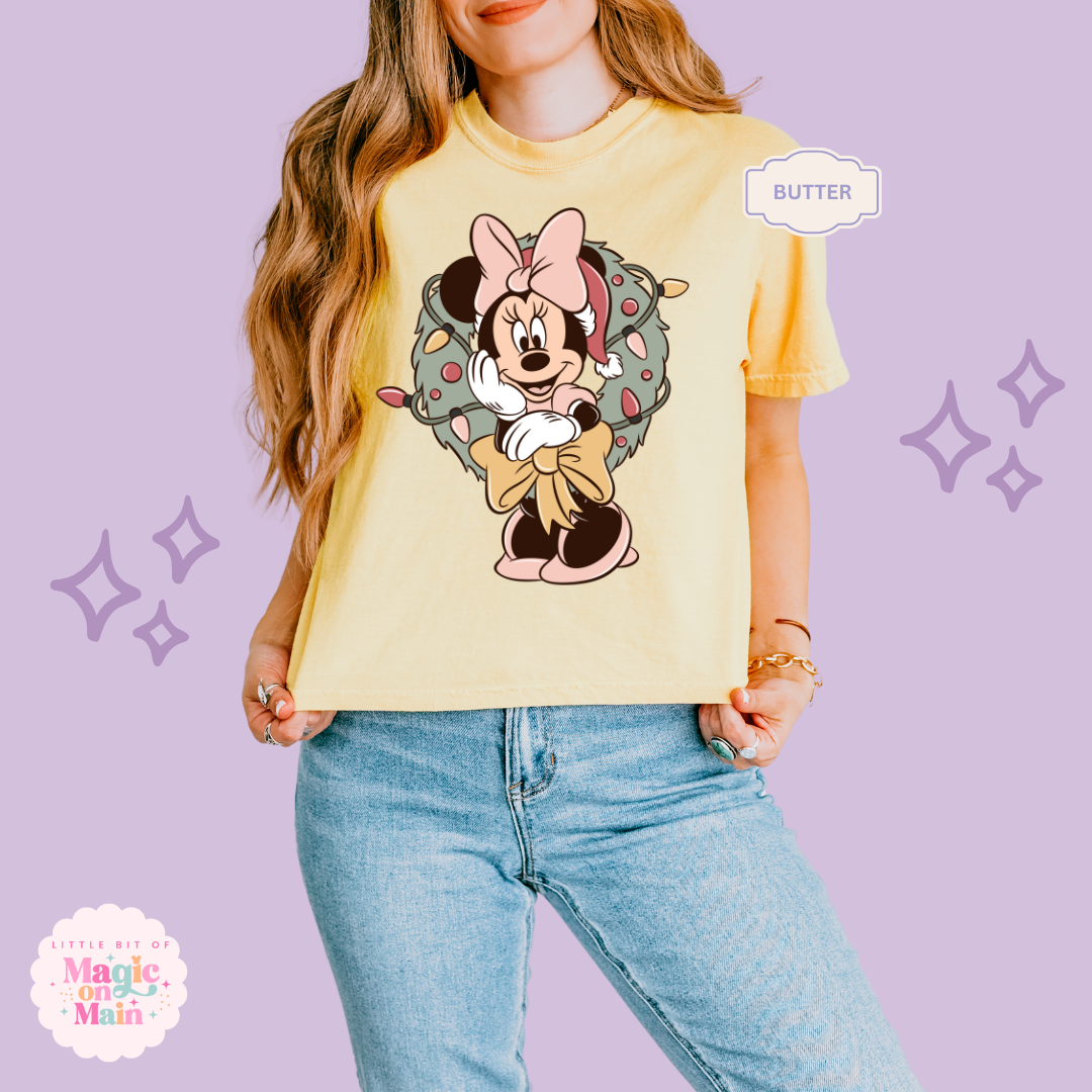 PRINTED MINNIE CHRISTMAS - WOMENS BOXY T-SHIRT