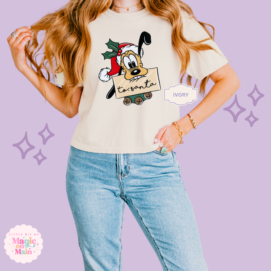 EMBROIDERED PLUTO CHRISTMAS - WOMENS BOXY T-SHIRT