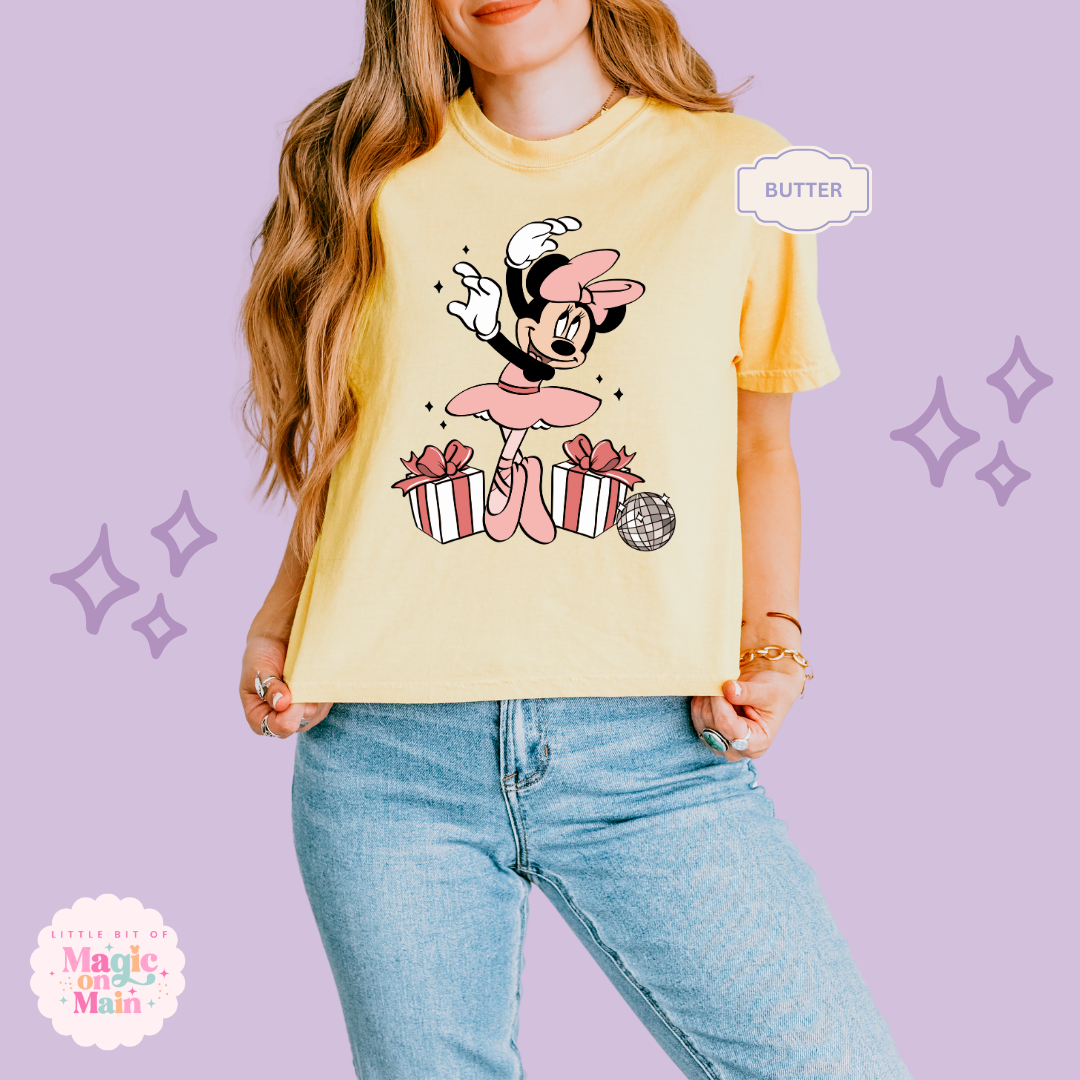 PRINTED MINNIE CHRISTMAS BALLERINA -  WOMENS BOXY T-SHIRT